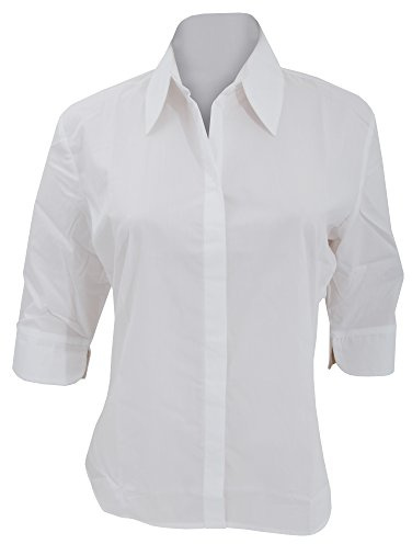 Kustom Kit Ladies Continental Blouse Fitted White Size 12 UK Polyester/Cotton Poplin