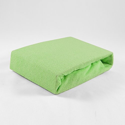 Kuscheliges Premium Spannbettlaken Frottee 70 x 140 cm atmungsaktiv, für Baby- und Kindermatratzen (grün)