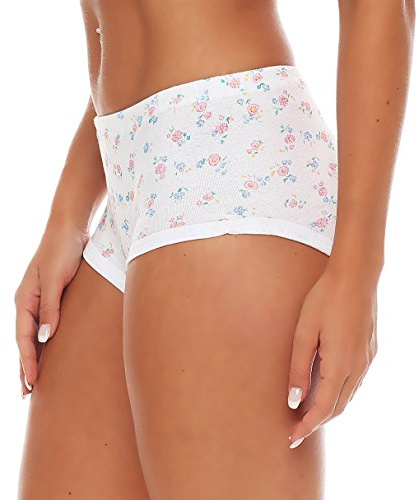 Cocain underwear 4. 8. 16 oder 24 Stück Damen Slips geblümt weiß mit Druck 100% Baumwolle Grössen Schlauchware 40/42-56/58