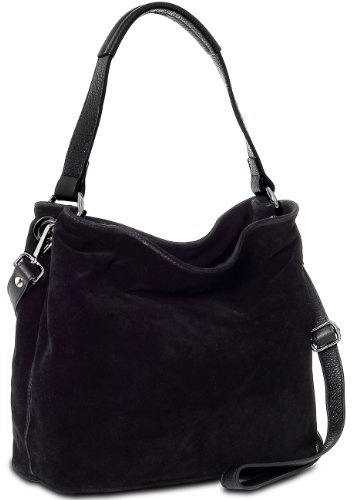 Caspar Klassische Leder Schultertasche Umhängetasche aus hochwertigem Veloursleder - PREMIUM LINE - Modell No.580 - Made in Italy