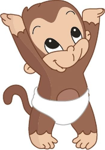 Bambinella Bügelbild Aufbügler - gedruckte Velour/Flock Applikation zum selbst Aufbügeln - Motiv: Affe in Pampers - Made in Germany