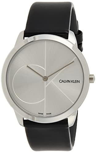Calvin Klein Herren Analog Quarz Uhr mit Leder Armband K3M211CY