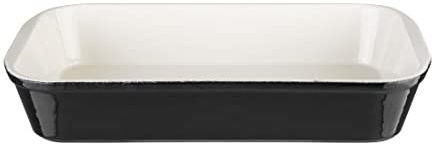 Vogue Roasting Dish Black - 65x355x220mm 2 1/2x14x8 1/2 | Wide integral handles allow safe, easy carrying from oven to table, with deep sides to contain juices and prevent spills.