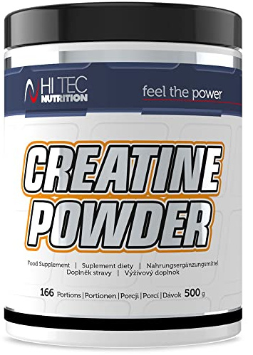 Creatin Monohydrat Pulver - Creatine Monohydrat hochdosiert - Creatin Pulver für Muskelaufbau & Krafttraining - mit Vitamin B6 & B12 - Hi Tec Nutrition Creatine Powder Natural 500g