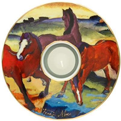Goebel Die roten Pferde Künstler Teelicht, Porzellan, bunt, 15 x 15 x 3.5 cm
