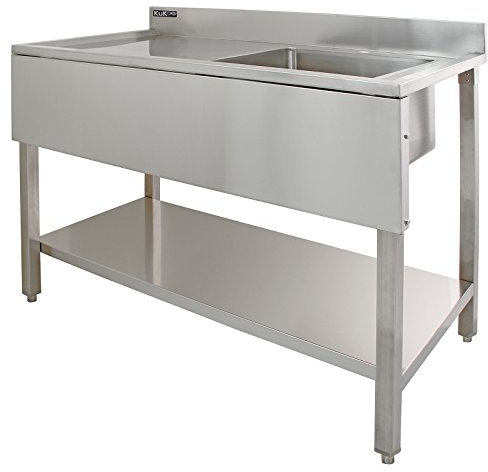Fregadero de Cocina Acero Inoxidable 1 Seno a la Derecha+Escurridor a la Izquierda 120x60x90cm con 2 Coladores de Desagüe GRATIS Lavaplatos Pila Cocina 1 Seno+Escurridor para Lavar Platos Kitchen Sink