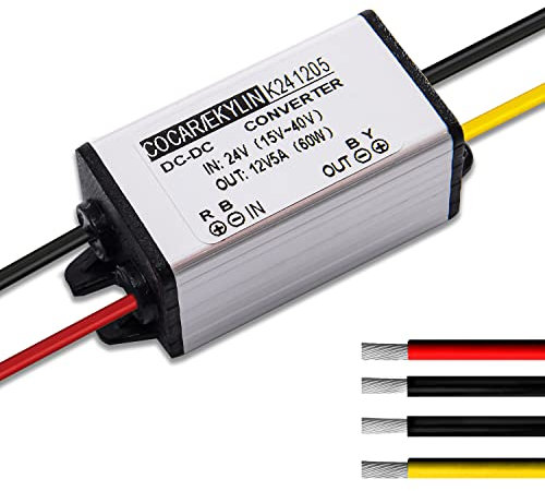 Cocar LKW Netzteil Spannungswandler 24v auf 12v 5A 60W Transformator Trafo Adapter Wandler Konverter for Motor Auto PKW Kfz Boot Sonnensystem (DC15-40V Breit Eingang)