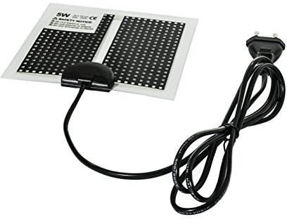 TropicShop Ultraflache Heizmatte, Terrarienheizung, Wasserdicht, PET-Oberfläche, Gleichmäßige Wärmeabgabe, Energiesparend, Für Reptilien und Amphibien (5w mit 14x15cm)