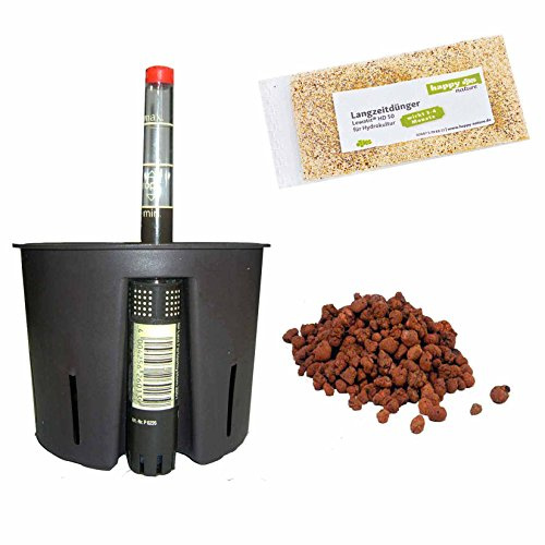 Set 4 teilig für Hydrokultur Kulturtopf 22/19 Ø 22 cm H 19 cm Wasserstandsanzeiger Blähton Dünger HD50