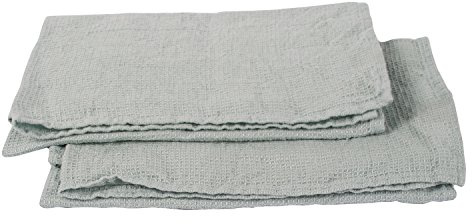 Set of 2 Ice Blue Linen Waffle Hand Towels Washed
