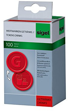 SIGEL Wm006 Lot de 100 Jetons Boissons, Ø2,5 cm, Rouge