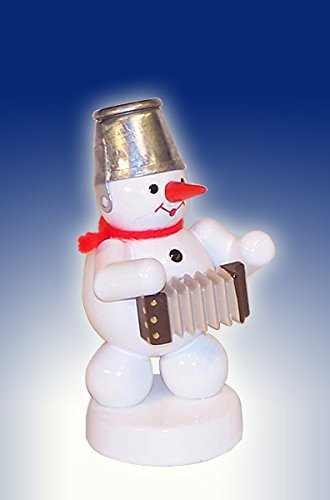 Rudolphs Schatzkiste Weihnachtsdekoration Schneemann mit Akkordeon Höhe 8cm NEU Schnee Eismann Winterfigur Winterdekoration Figur Holz Seiffen Erzgebirge Holz Dekoration Weihnachten