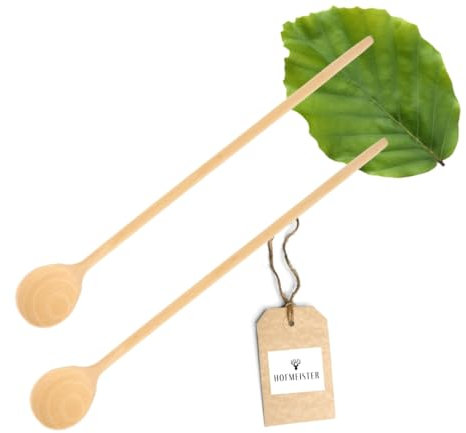 2x Kochlöffel aus Holz, keine Kratzer im Geschirr, großer Holzlöffel mit rundem Kopf, zum Rühren und Abschmecken, Naturprodukt aus Buchenholz, 40 x 5,3 x 1,1 cm (2 Stück)