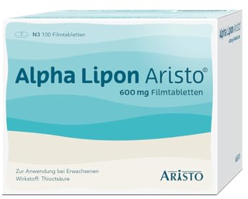Alpha Lipon Aristo 600 mg 100 Stück von Aristo Pharma – Filmtabletten mit Thioctsäure (Alpha-Liponsäure) zur Behandlung von Missempfindungen bei diabetischer Polyneuropathie