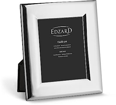 EDZARD Bilderrahmen Positano für Foto 15 x 20 cm, edel versilbert, anlaufgeschützt, Samtrücken, mit 2 Aufhängern, Fotorahmen zum Stellen oder Hängen