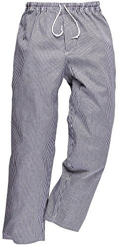 Bromley Chef Pantalon Taille élastique 100% coton alimentaire Restauration de travail, Bleu (Pied de Poule), 2XL