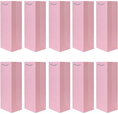 Pack of 10 noble bottle gift bags pink for wine sparkling wine and champagne 36 cm x 12 cm x 10 cm - 14.17 x 4.72 x 3.94
