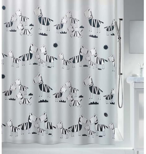 Spirella Rideau de Douche Polyester ZEBI Noir 180x200cm Noir