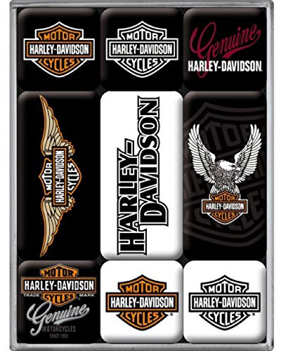 Nostalgic Art Magnet-Set 9-teilig, Harley-Davidson Logos, Kleine, 9
