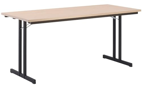 kaiserkraft | Klapptisch | mit extrastarker Platte | Höhe 720 mm | 1800 x 800 mm | Gestell schwarz | Platte Ahorn-Dekor