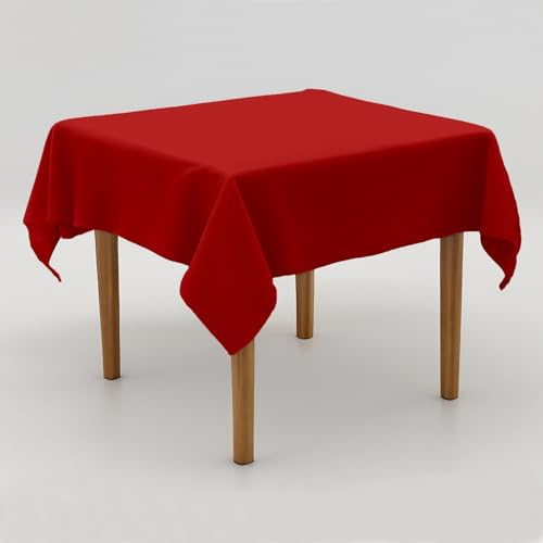 Tischdecke Uni Polyester - Einfarbig, Pflegeleicht, Bügelfrei, Tischtuch, Tischwäsche, Privat, Restaurant, Hotel, Handgefertigt, Made in Europa (Rot, 130x220 cm)