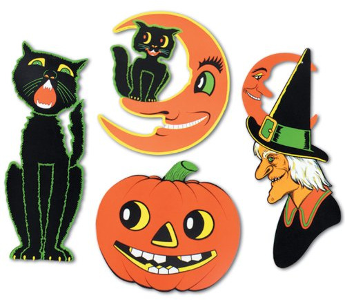 Beistle 01016 Assorted Cutouts - 4 Pieces Assorted Halloween Cutouts - 4 Pieces Paper, See Image