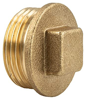 tecuro Stopfen mit Vierkant, Außengewinde G 1/2 Zoll, Messing blank CW617N nach Trinkwasserverordnung 50930-6