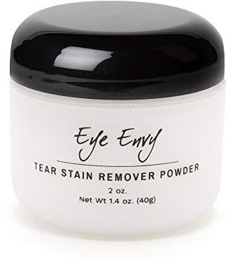 Eye Envy Tear Stain Remover Powder for Dogs and Cats. 100% Natural, Safe. Apply Around Eyes. Absorbs and Repels Tears. Keeps Area Dry. Treats The Cause of Staining. Made in The USA (40g/1.4 oz)