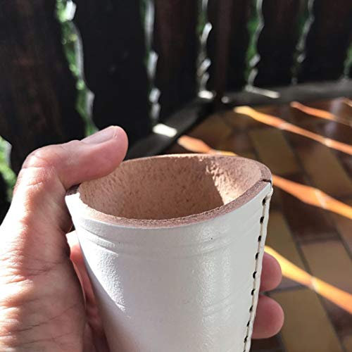 Leder Würfelbecher Farbig ohne Würfel, Standard Größe 9cm (weiß)