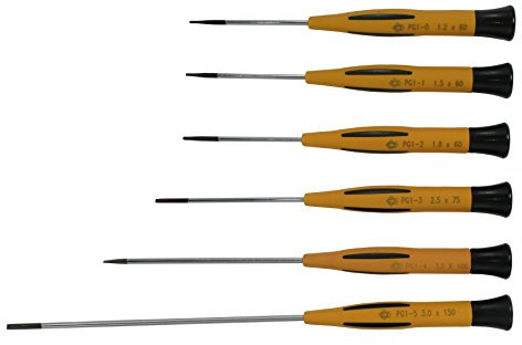Piergiacomi - KITS Set di 6 micro cacciaviti di precisione - Lama a taglio - Manici ergonomici con Impugnatura Morbida - Cappuccio Rotante - Arancione - Made In Italy