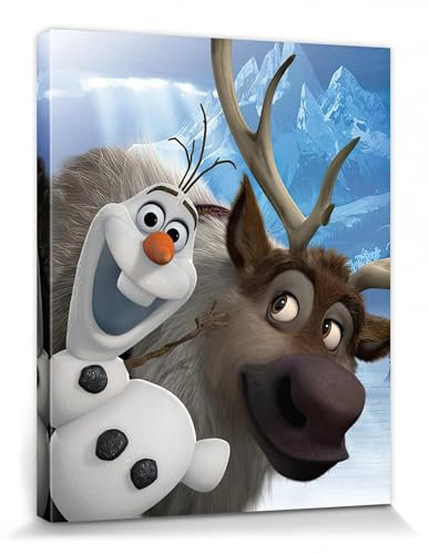 1art1 Die Eiskönigin Poster Olaf Und Sven Bilder Leinwand-Bild Auf Keilrahmen | XXL-Wandbild Poster Kunstdruck Als Leinwandbild 50x40 cm