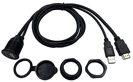 CERRXIAN, 1 cavo di prolunga USB e HDMI per pannello di montaggio a incasso per auto, barche e moto, 1 m