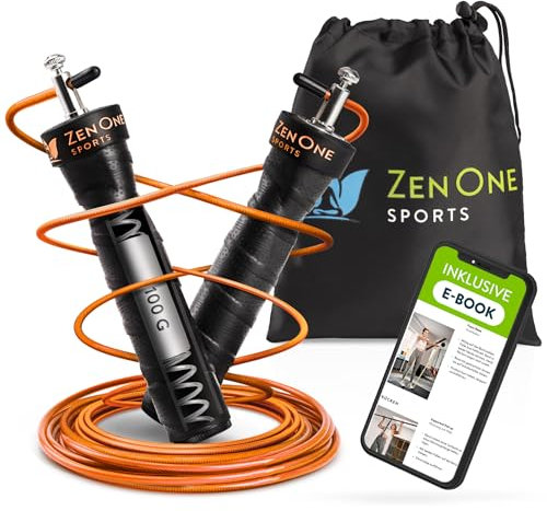 ZenOne Sports® Springseil I Jump Rope für Erwachsene I Speed Rope mit 360° Kugellager & robustem Stahlseil I 3m Fitness Springseil verstellbar - Ideal für Boxer-, Doppel- Kreuz-Sprung & mehr