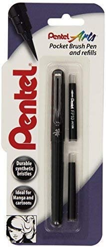 Pentel Pocket Feutre pinceau – avec cartouches d'encre Noir