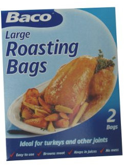 BacoFoil 2 Extra Large Turkey Roasting Bags, Clear, Self Seal, Disposable, Plastic, PET Plastic, Large, 55cm x 45cm, Leak Resistant, Microwave Safe, 2 Count