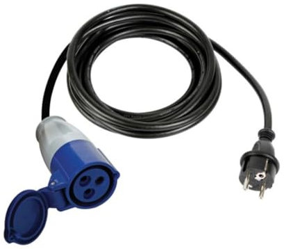 Perel Adapterleitung, H07RN-F 3G2.5, 3 m, 16 A/230 V, 3680 W, Typ E/F auf CEE, für innen und außen, Gummi, blau