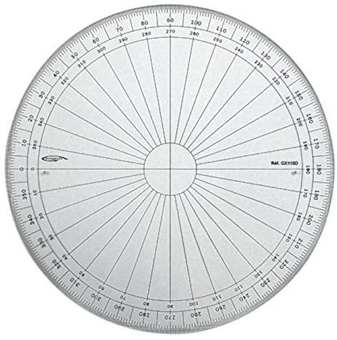 GRAPHOPLEX - Goniometro rotondo, 15 cm, colore: Trasparente