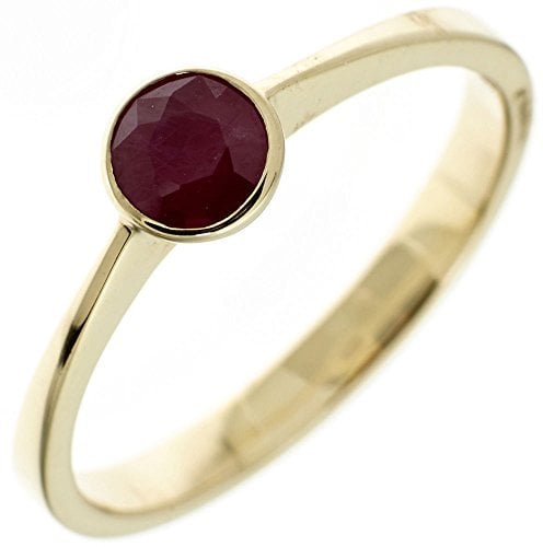 Ring Damenring mit Rubin rot 333 Gold Gelbgold Rubinring schlicht, Ringgröße:Innenumfang 58mm ~ Ø18.5mm