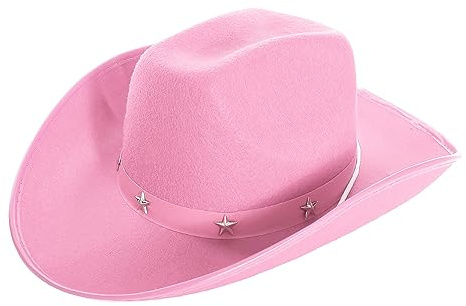 I LOVE FANCY DRESS Chapeau de Cowboy Rose pour Adulte orné d'étoiles. Ideal pour Les enterrements de Vie de garçon ou de Jeune Fille.