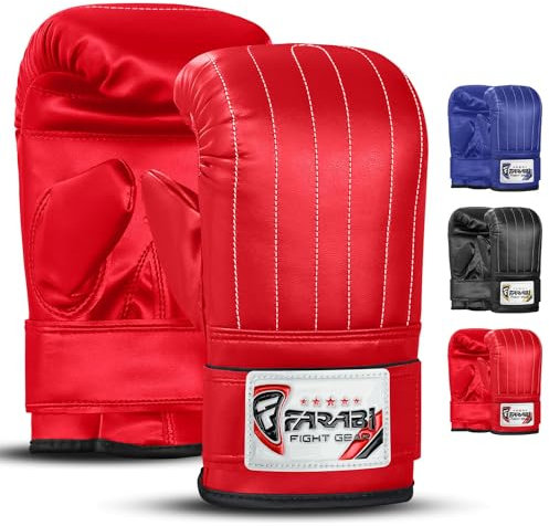 Farabi Sports Boxing punch bag mitt gloves punching boxing gloves mma training (Red, Medium)