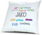 Kopfkissen mit Namen Jako - Motiv Positive Eigenschaften, 40 cm, 100% Baumwolle, Kuschelkissen, Liebeskissen, Namenskissen, Geschenkidee, Deko