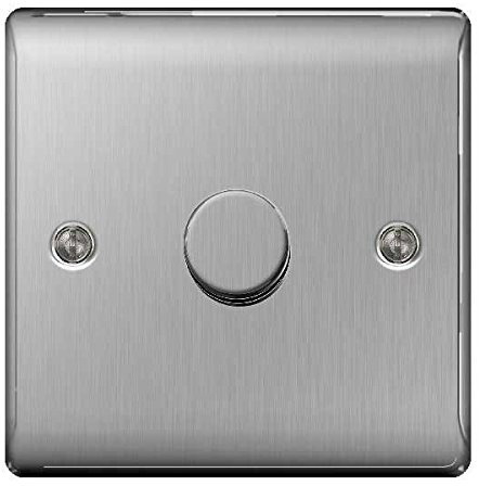 BG Nexus NBS Range Brushed Steel Switches & Sockets - Full Range of Matching Items (1 Gang Dimmer Switch)