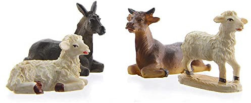 zeitzone Krippenfiguren Tiere Set 4 teilig Ochse Esel Schafe Weihnachten 9cm