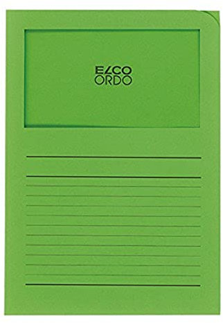 Elco Ordo Classico Papier-Organisationsmappen 220 x 310 mm 120 g/m² mit Aufdruck und Sichtfenster 180 x 100 mm Karton à 100 Stück leuchtend grün