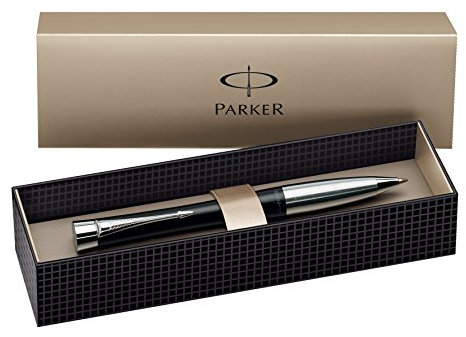 Parker Urban Chrome Trim Ballpoint Pen with Medium Nib - Black, Gift Boxed