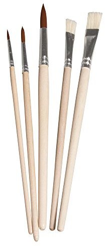 RAYHER 37049000 Pinselset Kindergarten und Schule, FSC 100%, sortiert, SB-Btl, 5 Stück