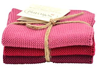 Solwang Putzlappen Bordeaux Rot Kombi gestrickt Wischlappen Baumwolle Wischtücher Edelstahl