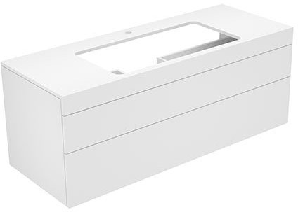 Keuco Waschtischunterbau 31583820100 Edition 400 weiß hochglanz/Glas trüffel klar Hahnloch Keuco