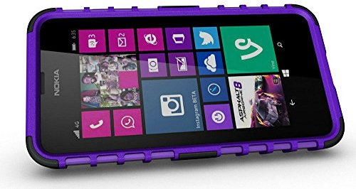 London Gadget Store For Huawei P8 Lite Shock Proof Dual Layer Hybrid Armour Hard Silicone Skin Case Cover Integrated KickStand with Screen Protector - Purple
