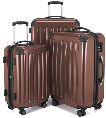 HAUPTSTADTKOFFER Alex - 3er Kofferset, Trolley-Set, Rollkoffer, Reisekoffer, (S, M & L), Braun